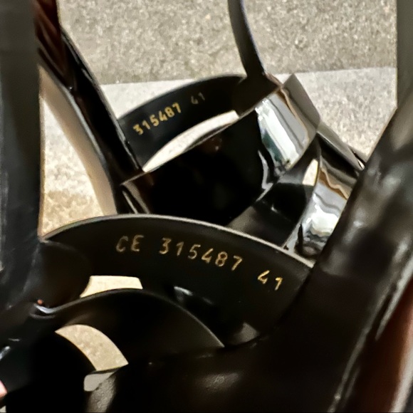 SAINT LAURENT Tribute Platform Sandals 105mm, Black Patent Leather,Sz 41EU(11US) - Picture 14 of 17